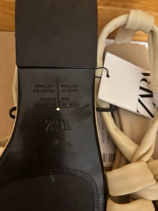 Sandalias Zara Piel Beige Talla 38