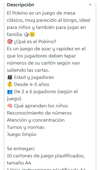 Juego de cartas Pokino