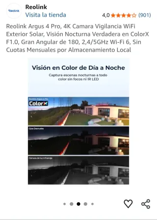 Reolink Argus 4 Pro 4K Cámara Vigilancia WiFi Sola