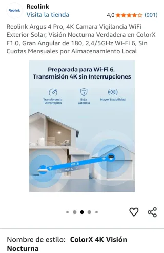 Reolink Argus 4 Pro 4K Cámara Vigilancia WiFi Sola