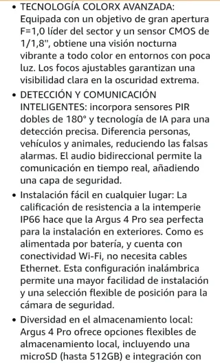 Reolink Argus 4 Pro 4K Cámara Vigilancia WiFi Sola