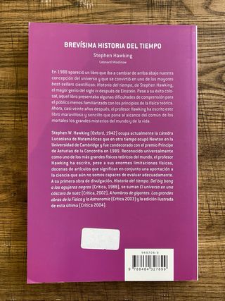 Stephen Hawking. Brevísima historia del tiempo.