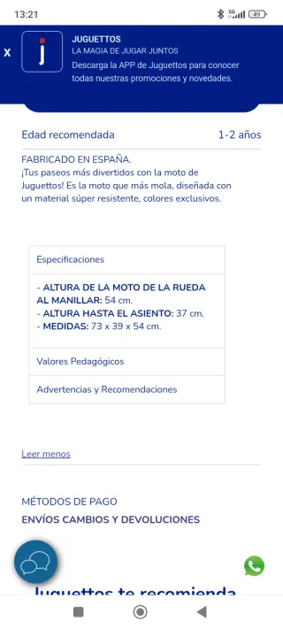 Moto de juguete amarilla y azul