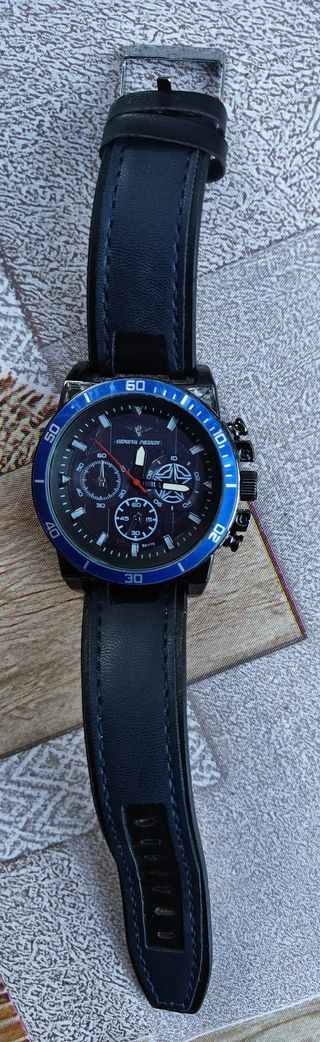 Relógio Techno Time Design Azul e Preto