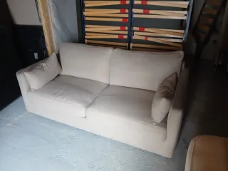 2 Sofás Cama Beige Tela