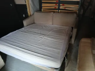 2 Sofás Cama Beige Tela