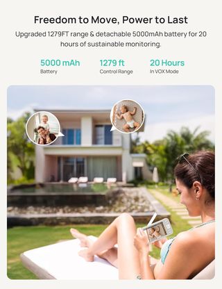 Cámara Bebé 2K/1080P + Monitor 5" + App