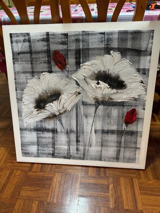 Cuadro Flores Blancas y Rojas