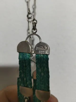 Collar Plata con Tela Diseño Verde