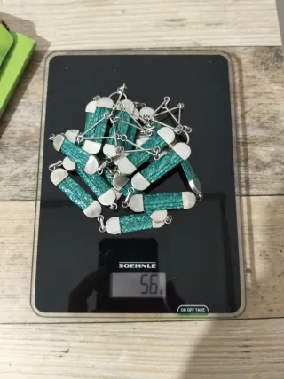 Collar Plata con Tela Diseño Verde