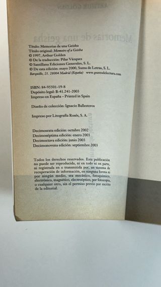 Memorias de una geisha Arthur Golden novela