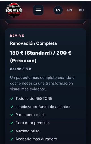 Limpieza profesional de coches a domicilio