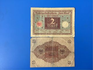 Billete antiguo alemán 2 Reichsmark