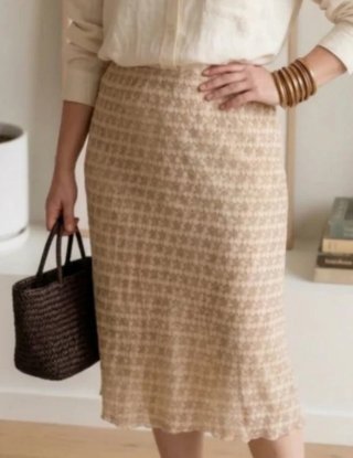 Falda midi boho retro beige/marrón Talla XL