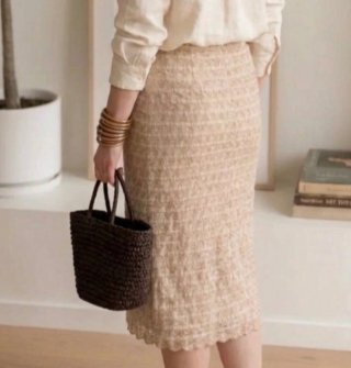 Falda midi boho retro beige/marrón Talla XL