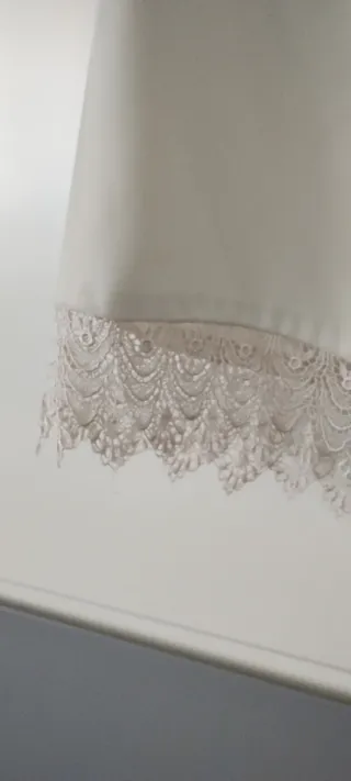 Blusa Top beige con puntilla XL Elegante