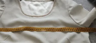 Blusa Top beige con puntilla XL Elegante