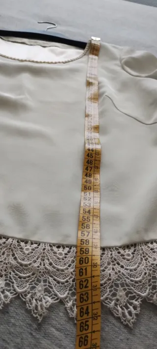 Blusa Top beige con puntilla XL Elegante