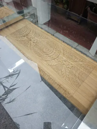 Mesa diseño  cristal, madera y metal