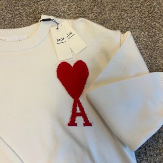 Ami Paris Jersey Blanco Corazón Rojo