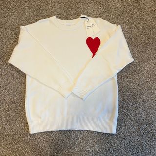 Ami Paris Jersey Blanco Corazón Rojo