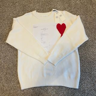 Ami Paris Jersey Blanco Corazón Rojo