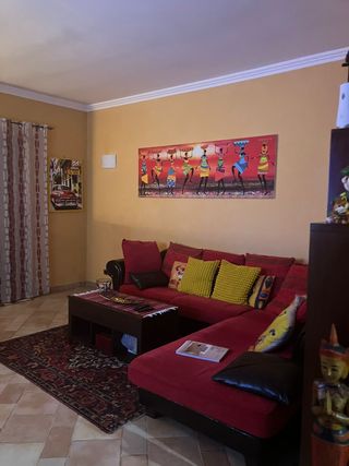 Divano angolare in tessuto e pelle