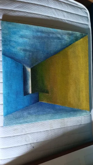 Cuadro abstracto azul y amarillo