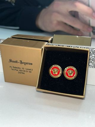 Pendientes Versace Medusa Oro y Rojo