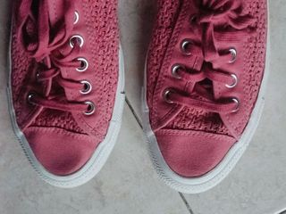 Converse All Star rosa tessuto lavorato basse