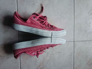 Converse All Star rosa tessuto lavorato basse