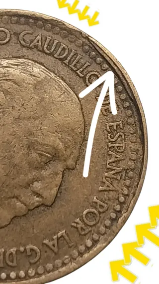 Error 1 Peseta F.Franco 1963 Cuño Roto