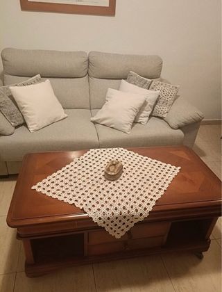 Mesa centro madera elevable con cajón