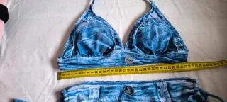 Bikini estampado vaquero azul