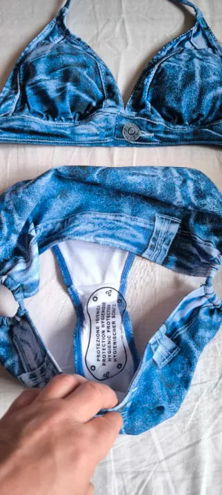 Bikini estampado vaquero azul