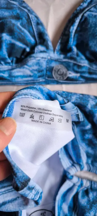 Bikini estampado vaquero azul