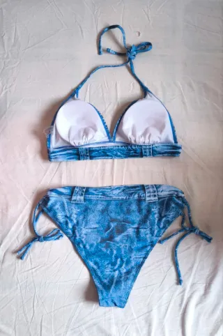 Bikini estampado vaquero azul