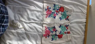 Falda floral blanca y rosa Talla s