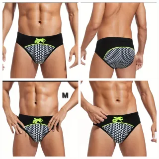 Bañador Negro con Estampado Geométrico