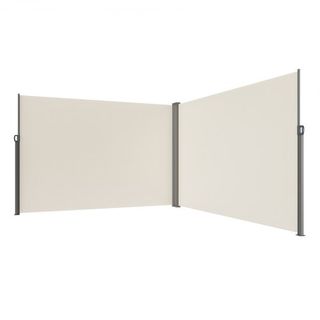 Toldo Lateral Retráctil, Pantalla de Privacidad Exterior de 79''x 236'', Pantalla de Patio Retráctil Impermeable de Poliéster de 180g, Pantalla Divisoria UV 30+ para Patio, Jardín, Balcón, Beige