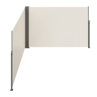Toldo Lateral Retráctil, Pantalla de Privacidad Exterior de 79''x 236'', Pantalla de Patio Retráctil Impermeable de Poliéster de 180g, Pantalla Divisoria UV 30+ para Patio, Jardín, Balcón, Beige
