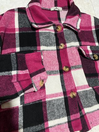 Camisa cuadros rosa y negra Talla XS