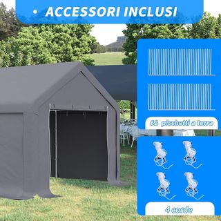 Tienda de Garaje para Fiestas 8X4M Con Puertas con Cremallera, Gazebo de Jardín Con Paneles Removibles para Patio y Jardín, para Autos, Motos, Bicicletas, Gris Oscuro