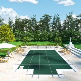 Cubierta de Seguridad para Piscina que se Ajusta a Piscinas Rectangulares Inground de 18x36 pies, Cubierta de Seguridad para Piscina con Escalón Central de 4x10 pies, Cubierta de Piscina Sólida de...