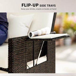 Juego de Jardín Compuesto por Sofá y Banco, Muebles de Jardín de Ratan Marrón, Set de 2 Piezas Ahorra Espacio