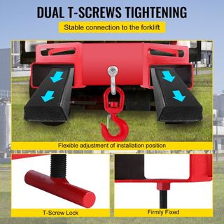 Gancho de Elevación para Montacargas de 3 Toneladas 6000 LBS/3000KG Capacidad Accesorios de Carretilla Elevadora con Gancho Giratorio Grúa Móvil