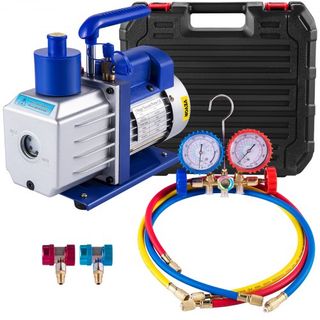 Kit de Bomba de Vacío HVAC Bomba de Vacío de Etapa Única AC 283 L/min(4.8CFM) 246W(1/3HP) Bomba de Vacío de Aire con Juego de Manómetro de 3 Válvulas A/C Refrigerante Aire Acondicionado