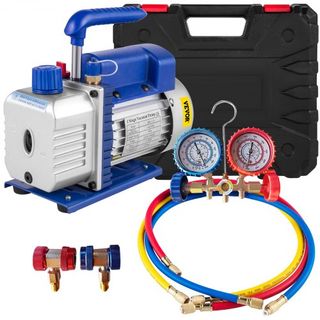 4CFM 1/4hp Bomba de Vacío de Aire Kit de Manómetro de Refrigeración HVAC R134a