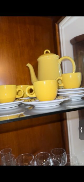 Juego de café cerámica amarillo