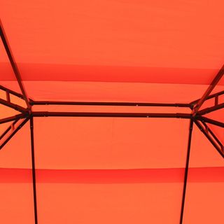 Gazebo De Jardín 4X3 M Con Mosquitera Y Toldos, Gazebo De Exterior Con Doble Techo Y Cubierta De Poliéster Anti UV Y Estructura De Aleación De Aluminio, Naranja